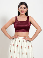 Gajji Silk Round Neck Sleeveless Blouse