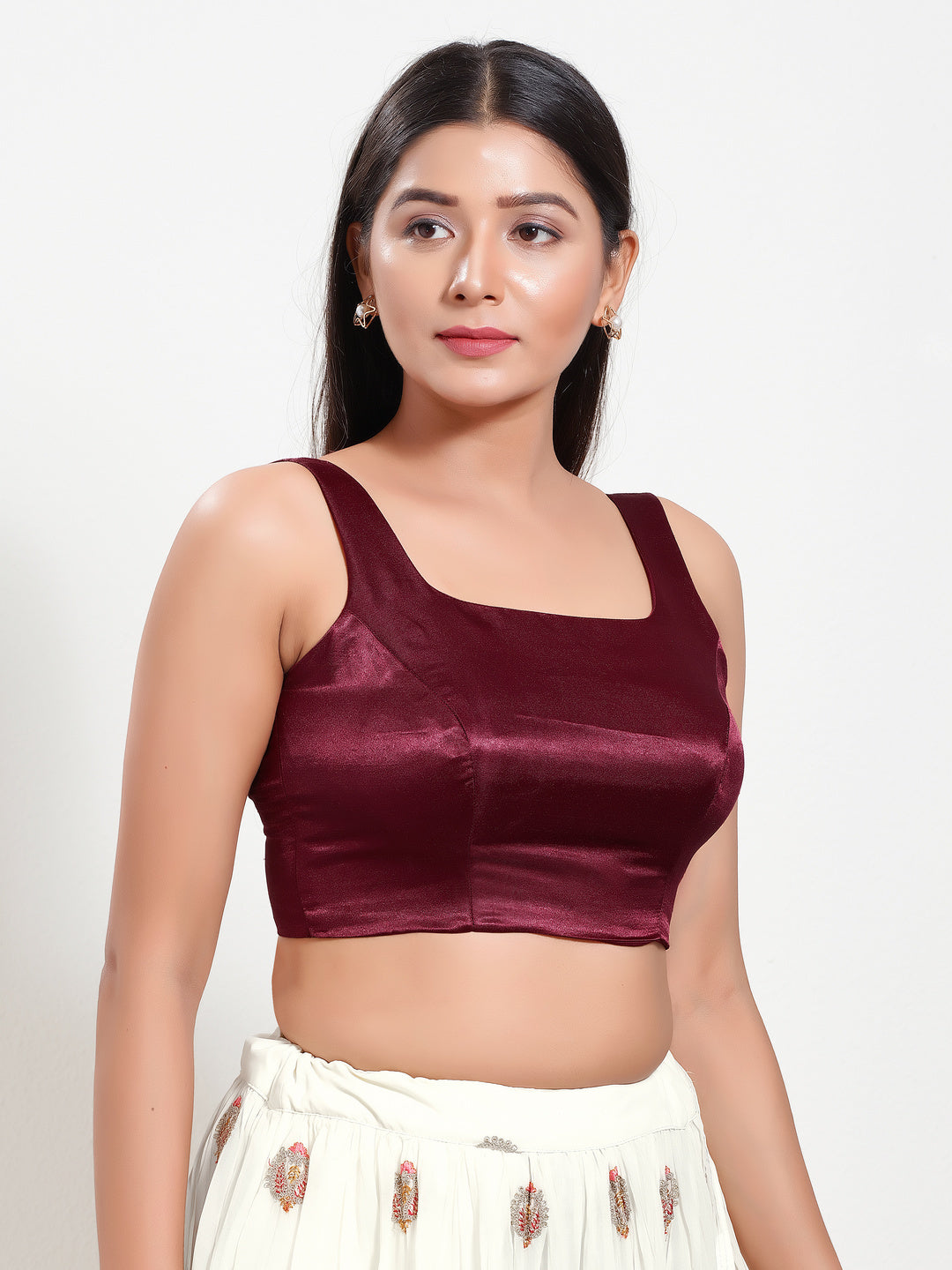Gajji Silk Round Neck Sleeveless Blouse