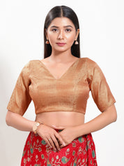 Golden Brocade V Neck Core Blouse
