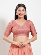 Golden Brocade V Neck Core Blouse