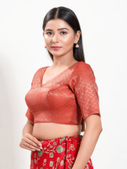 Golden Brocade V Neck Core Blouse