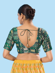 Position Printed Multi Brocade Overlap Blouse