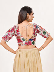 Position Printed Multi Brocade Overlap Blouse