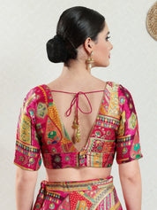 Position Printed Multi Brocade Overlap Blouse