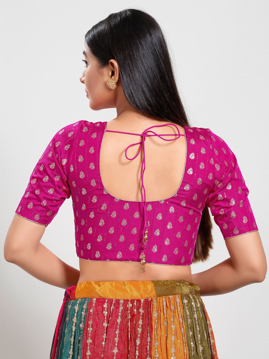 Brocade Zari Butti Front Open Blouse