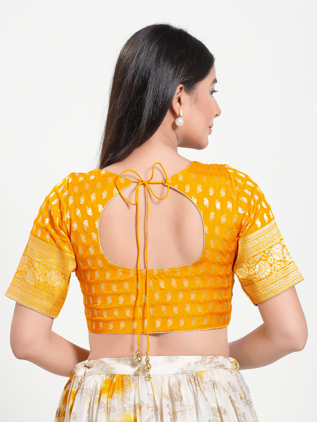 Brocade Sleeves Border Blouse