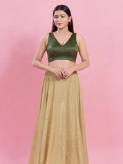 V Neck Brocade Piping Blouse