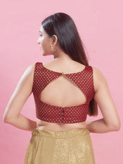 V Neck Brocade Piping Blouse