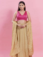 V Neck Brocade Piping Blouse