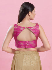 V Neck Brocade Piping Blouse