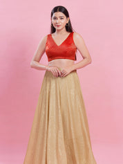 V Neck Brocade Piping Blouse