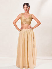 Vamas Silk Solid Rouching Blouse