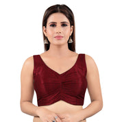 Vamas Silk Solid Rouching Blouse