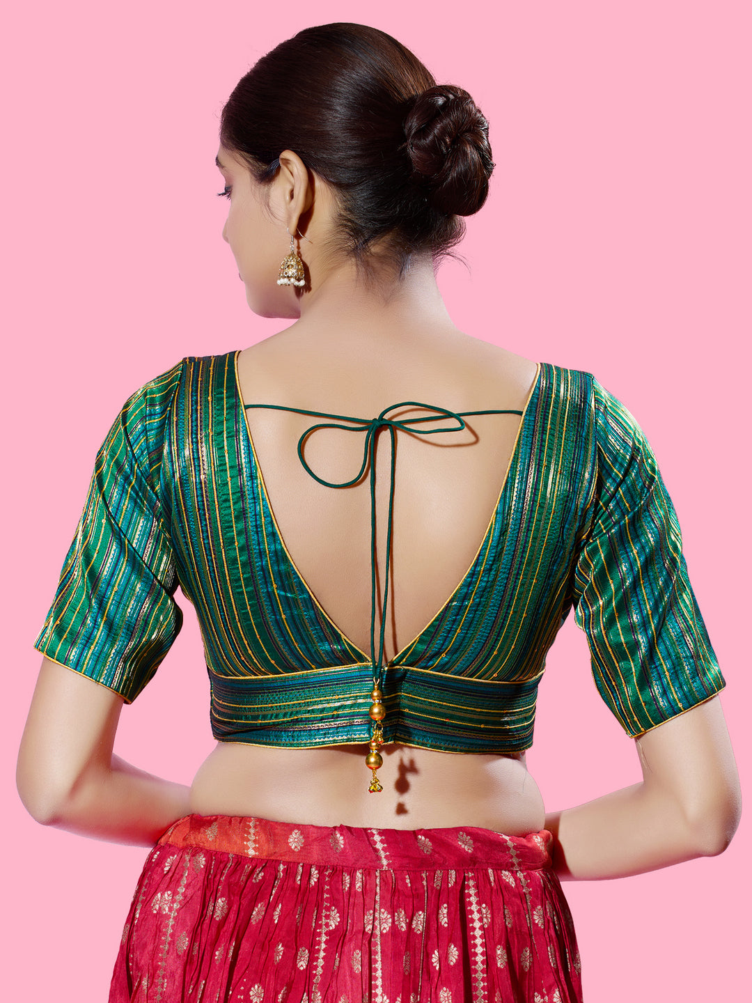 Multi Threadwork Yoke Brocade Blouse