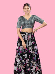 Multi Threadwork Yoke Brocade Blouse