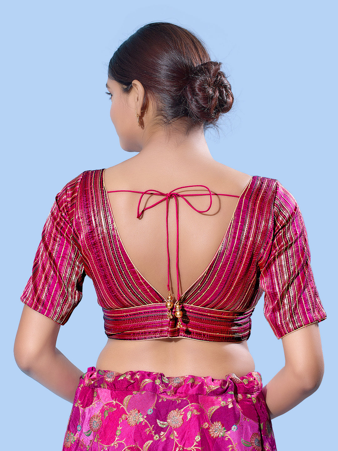 Multi Threadwork Yoke Brocade Blouse