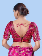 Multi Threadwork Yoke Brocade Blouse