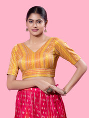 Multi Threadwork Yoke Brocade Blouse