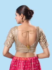 Zari Weaved Lines Brocade Yoke Blouse