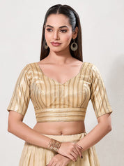 Zari Weaved Lines Brocade Yoke Blouse