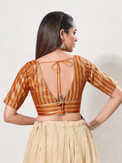Zari Weaved Lines Brocade Yoke Blouse