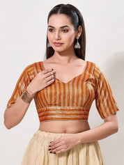 Zari Weaved Lines Brocade Yoke Blouse