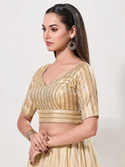 Zari Weaved Lines Brocade Yoke Blouse