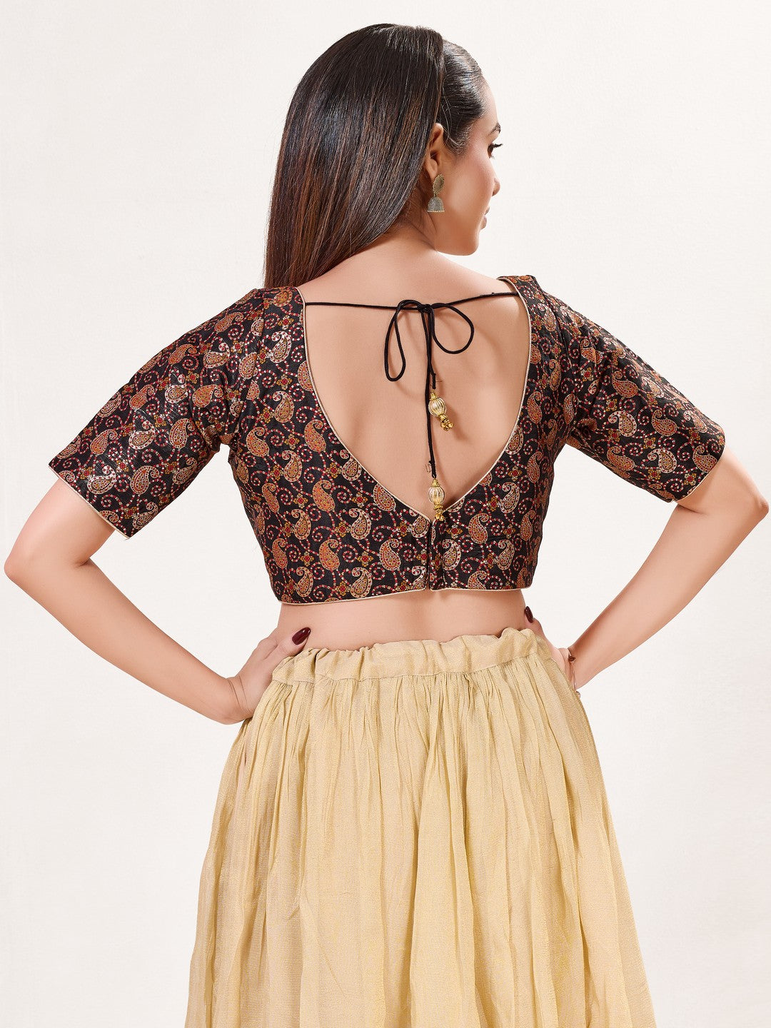 Paisley Brocade Paan Neck Blouse