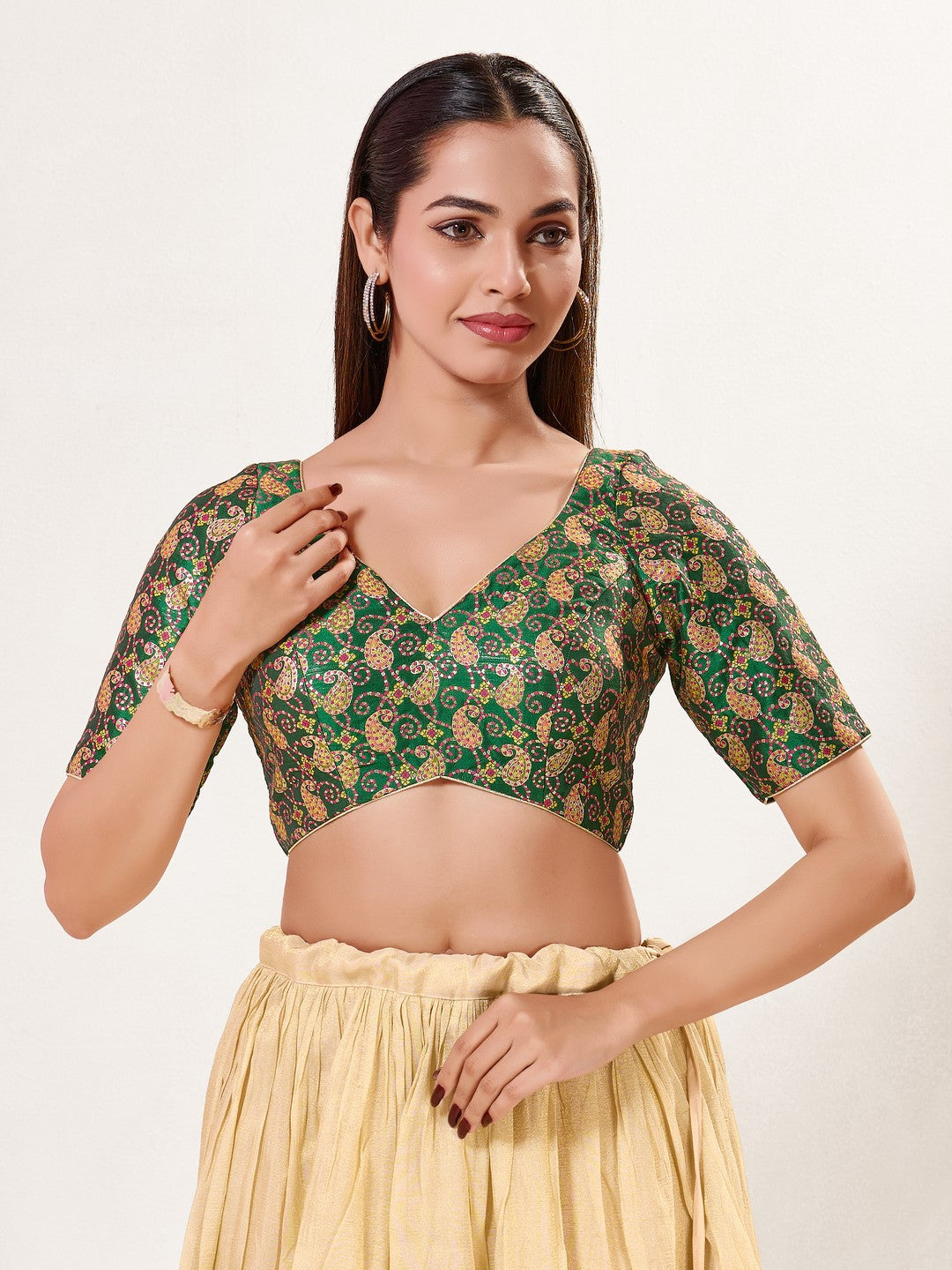 Paisley Brocade Paan Neck Blouse