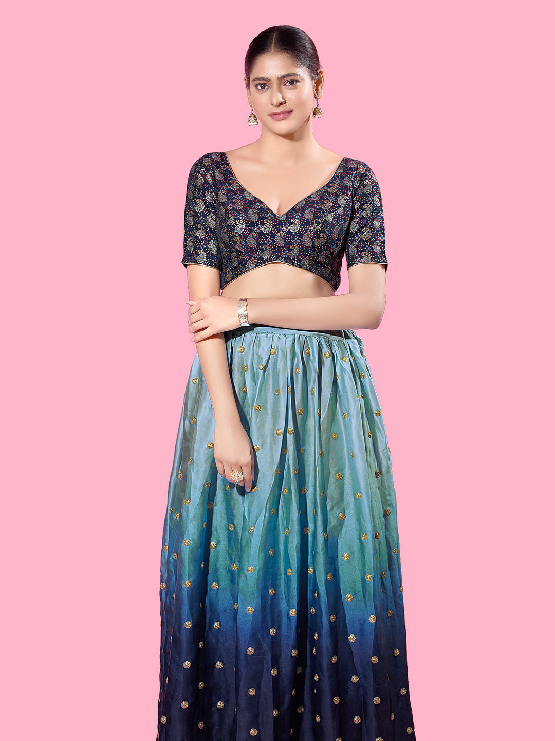 Paisley Brocade Paan Neck Blouse
