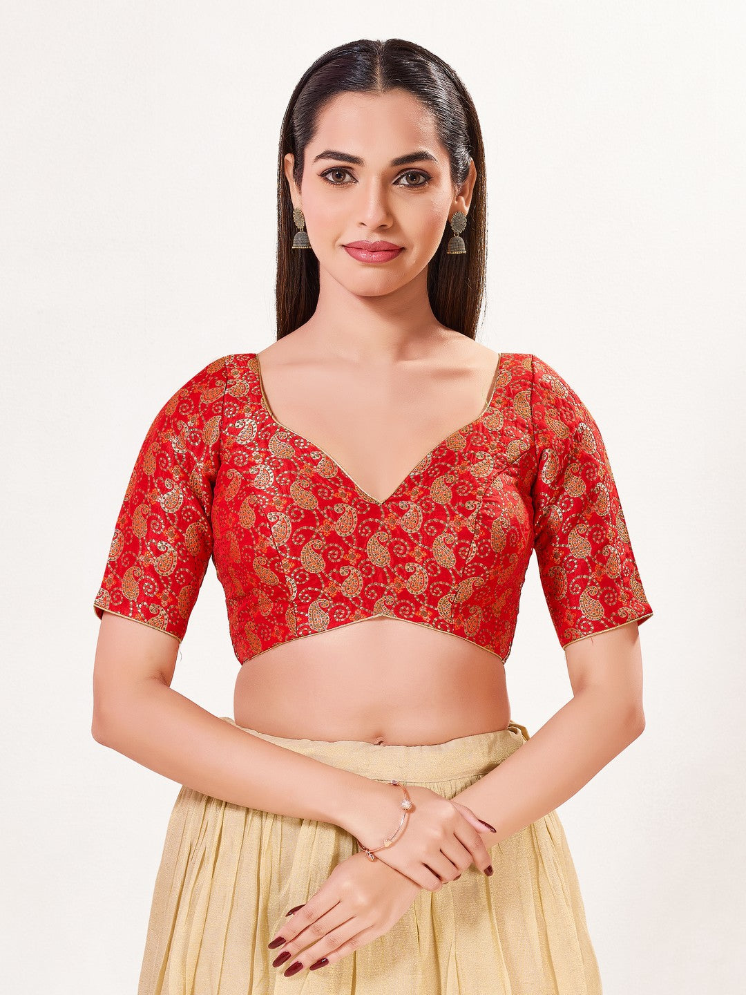 Paisley Brocade Paan Neck Blouse