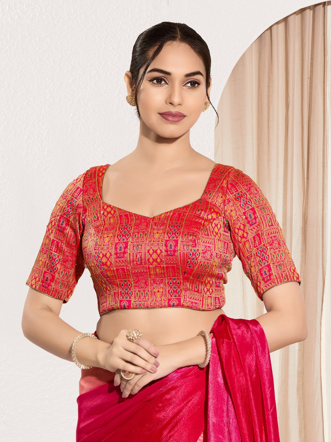 Brocade Square Motif Blouse
