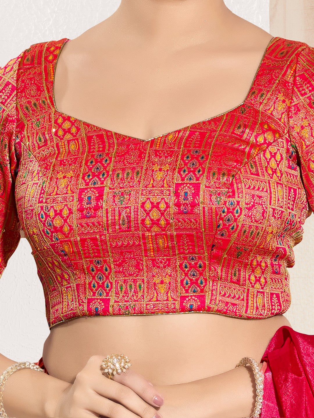 Brocade Square Motif Blouse