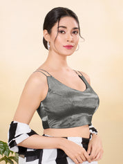 Shimmer Solid Sleveless Blouse