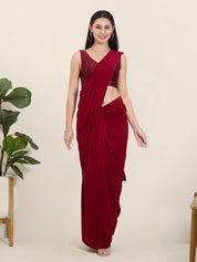 Vamas Silk V Neck Yoke Sleeveless Blouse