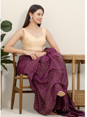 Vamas Silk V Neck Yoke Sleeveless Blouse