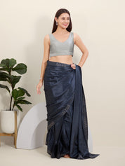 Vamas Silk V Neck Yoke Sleeveless Blouse