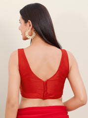 Vamas Silk V Neck Yoke Sleeveless Blouse