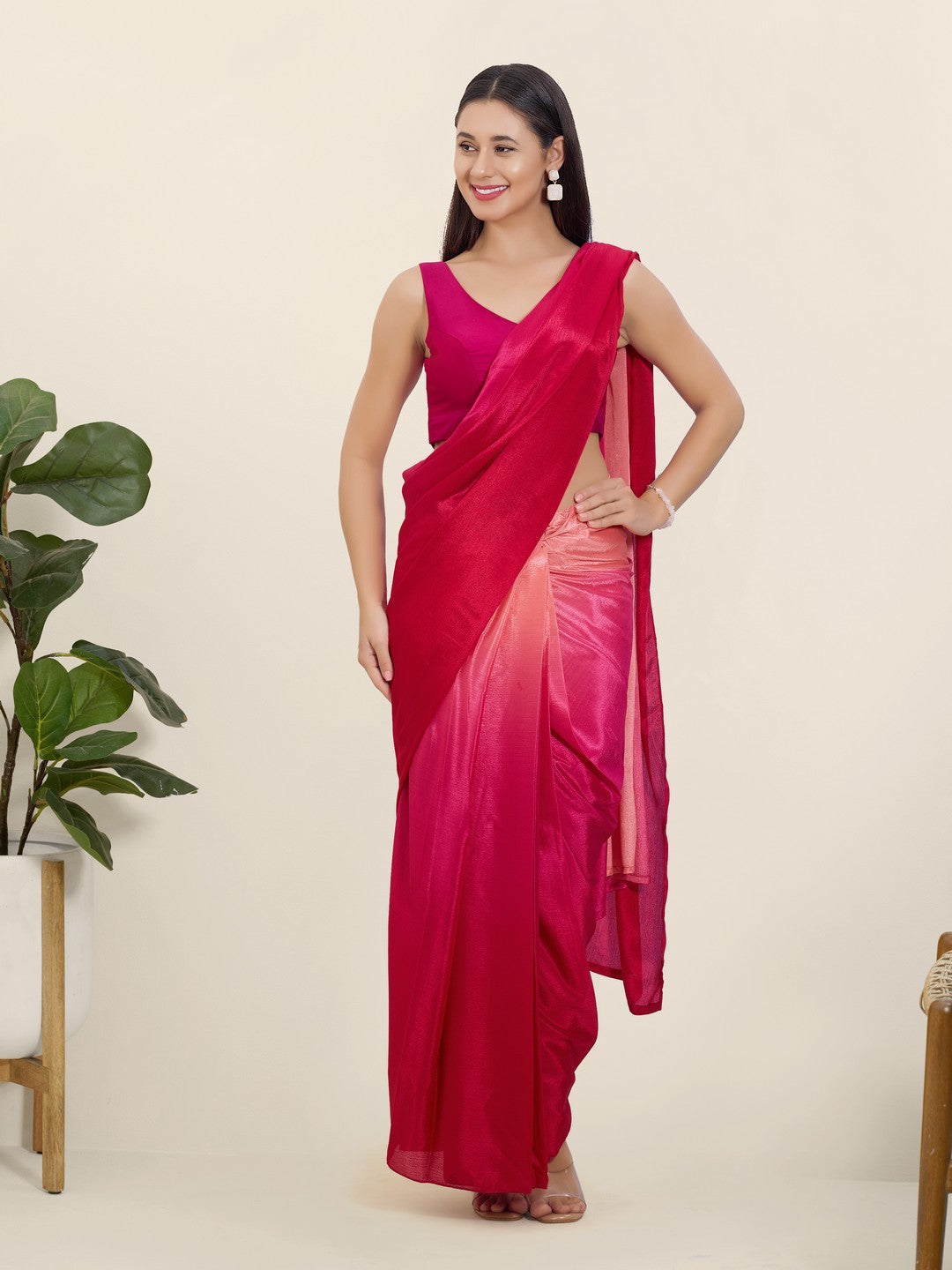 Vamas Silk V Neck Yoke Sleeveless Blouse