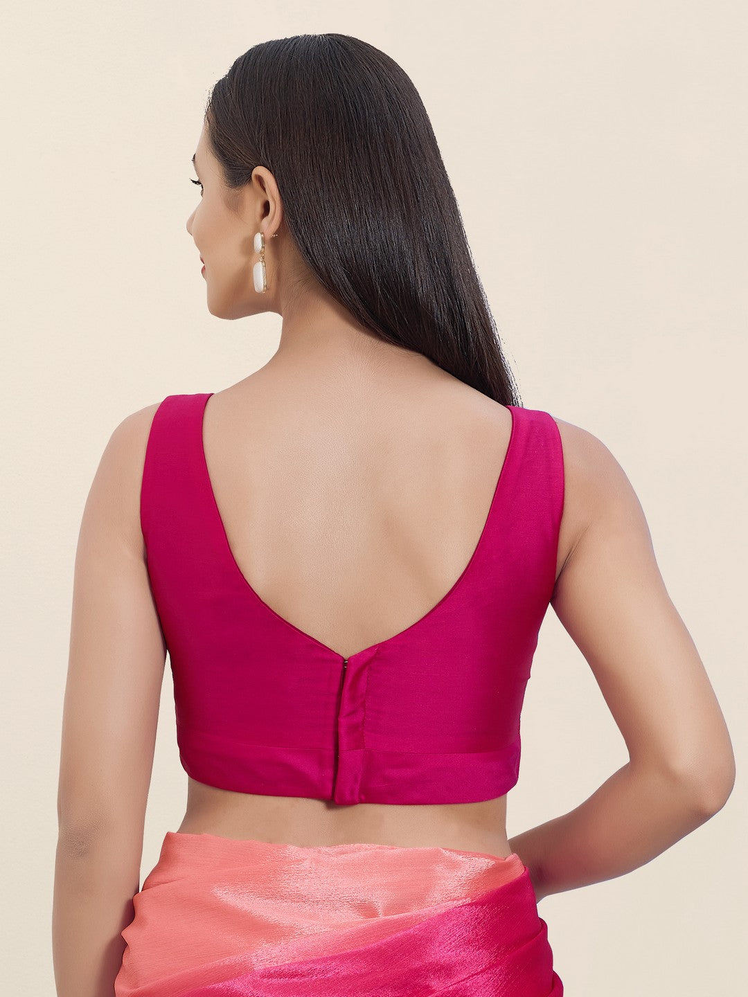 Vamas Silk V Neck Yoke Sleeveless Blouse