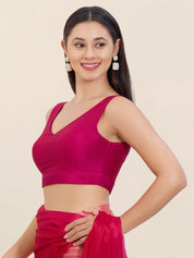 Vamas Silk V Neck Yoke Sleeveless Blouse