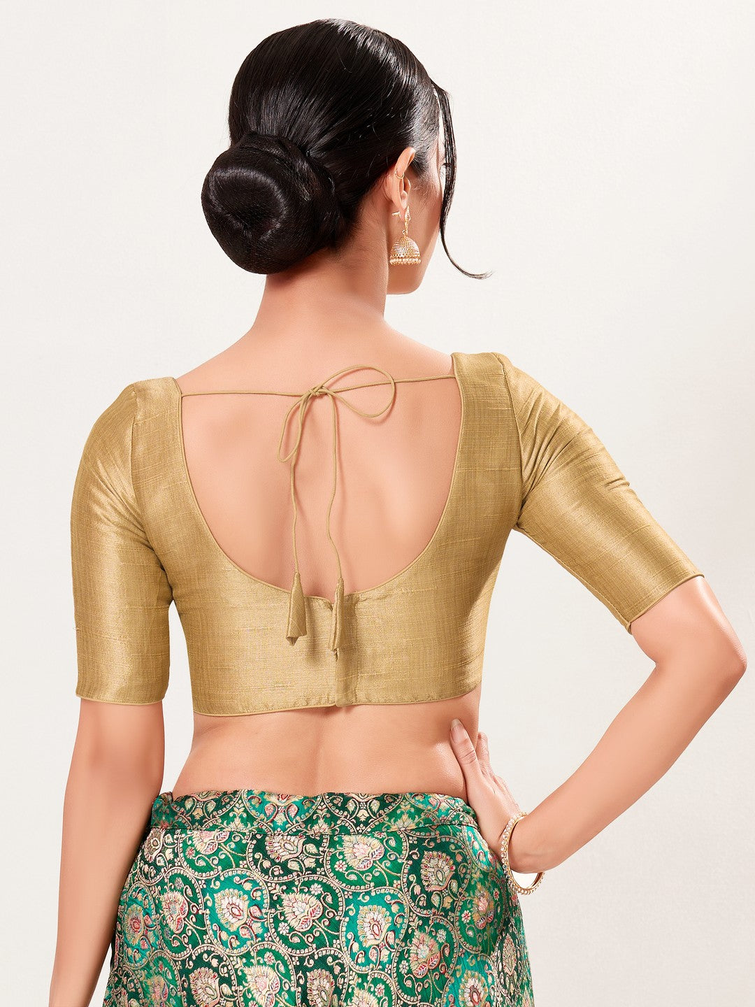 Silk Paan Neck Solid Blouse