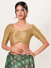 Silk Paan Neck Solid Blouse