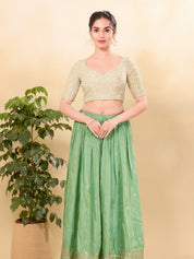 Gold Delicate Embroidery Tissue Blouse