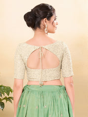Gold Delicate Embroidery Tissue Blouse
