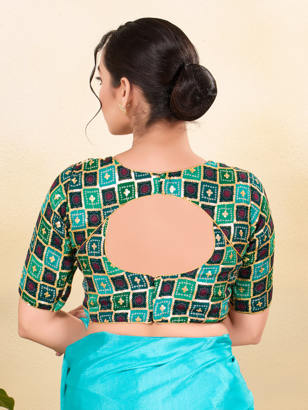 Square Embroidery Sequence Chinon Blouse