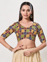 Square Embroidery Sequence Chinon Blouse