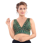 Signature V Neck Embroidery Sequence Blouse