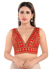 Signature V Neck Embroidery Sequence Blouse