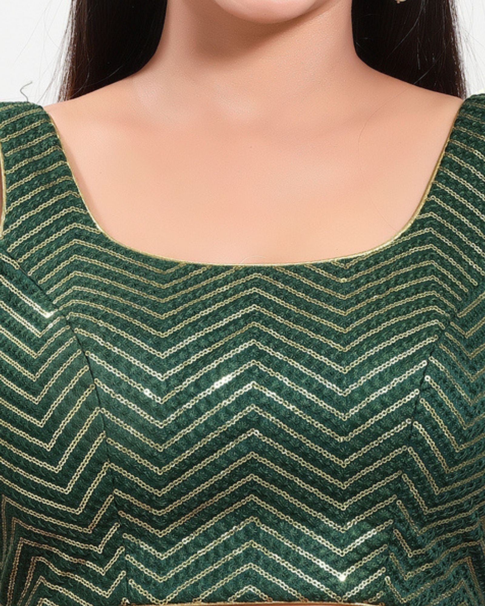 Sequence Zig Zah Thread Round Neck Blouise